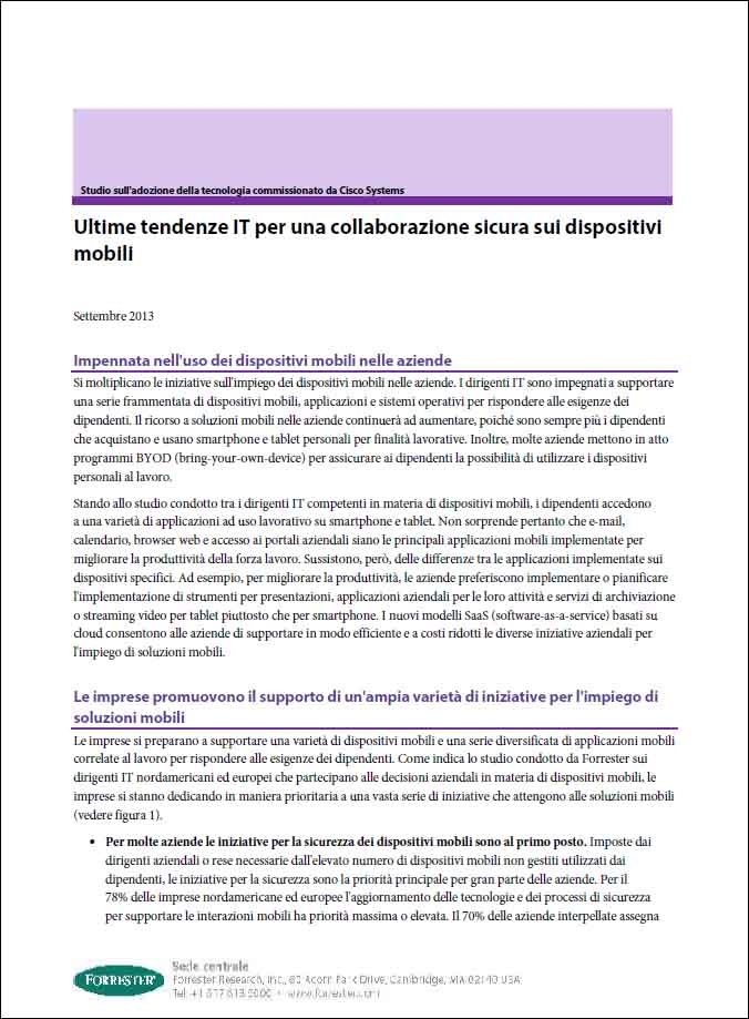 CISCO-Ultime tendenze IT per una collaborazione sicura sui dispositivi mobili