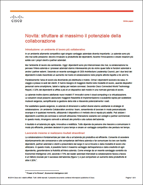 Cisco - Novità- sfruttare al massimo il potenziale della collaborazione